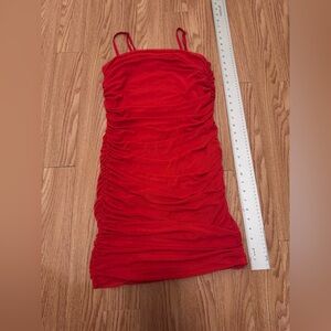 SHEIN Red Ruched Dress Mini Dress